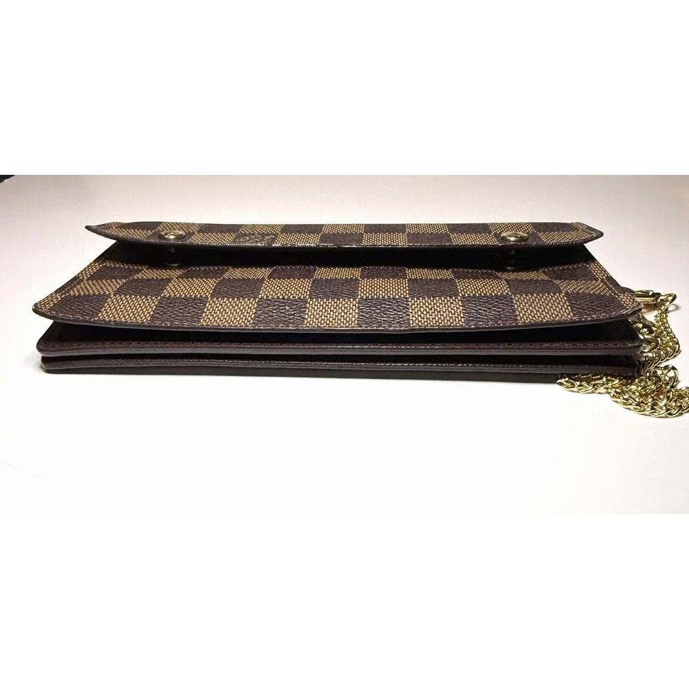 Louis Vuitton Ebene Damier Portefeuille Acordion Wallet Wristlet Authentic Bag